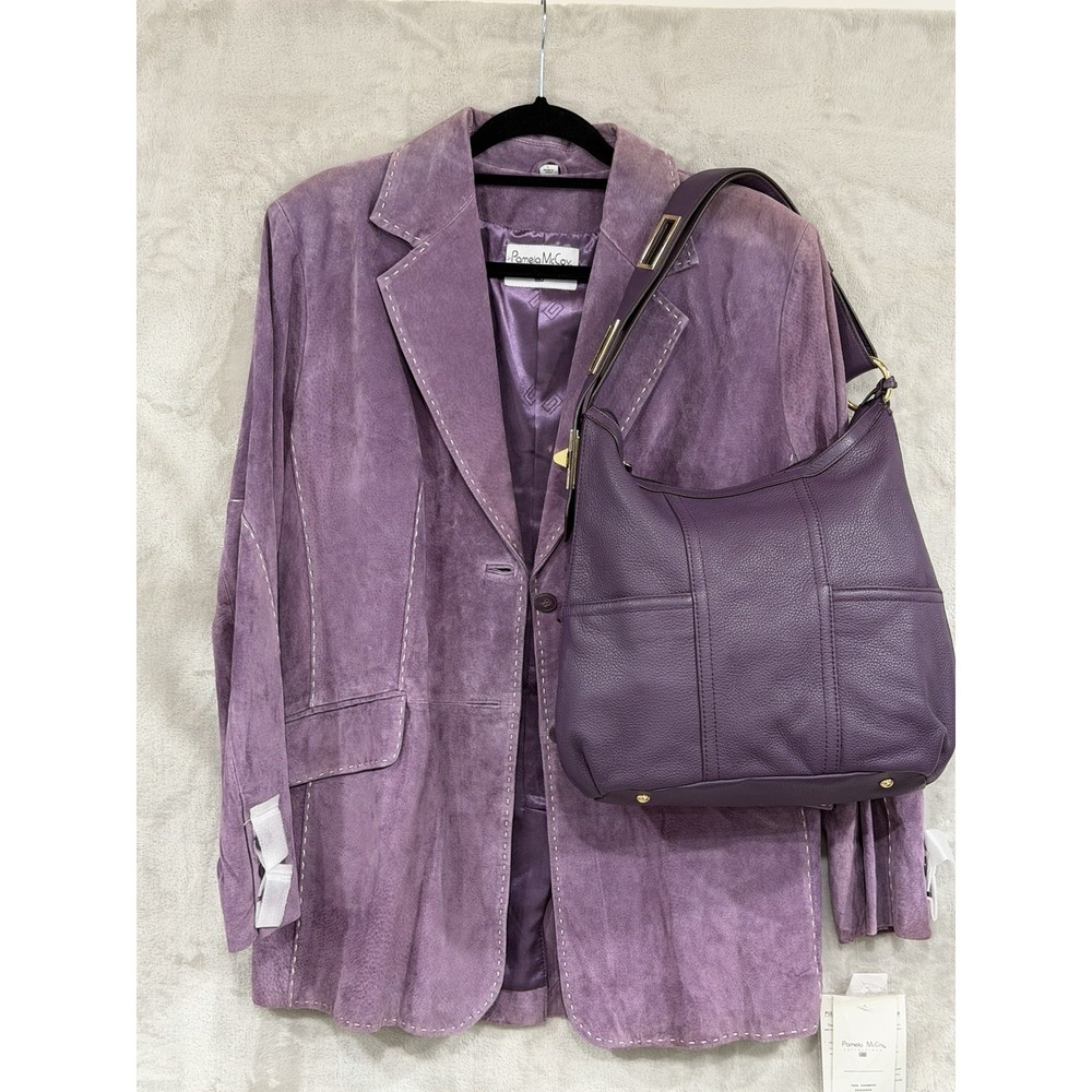 Tignanello Purple Leather Hobo Bag Slouchy Shoulder Purse Gold Hardware Y2K